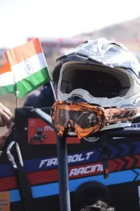 Driver with Firebolt ATV at BAJA SAE India