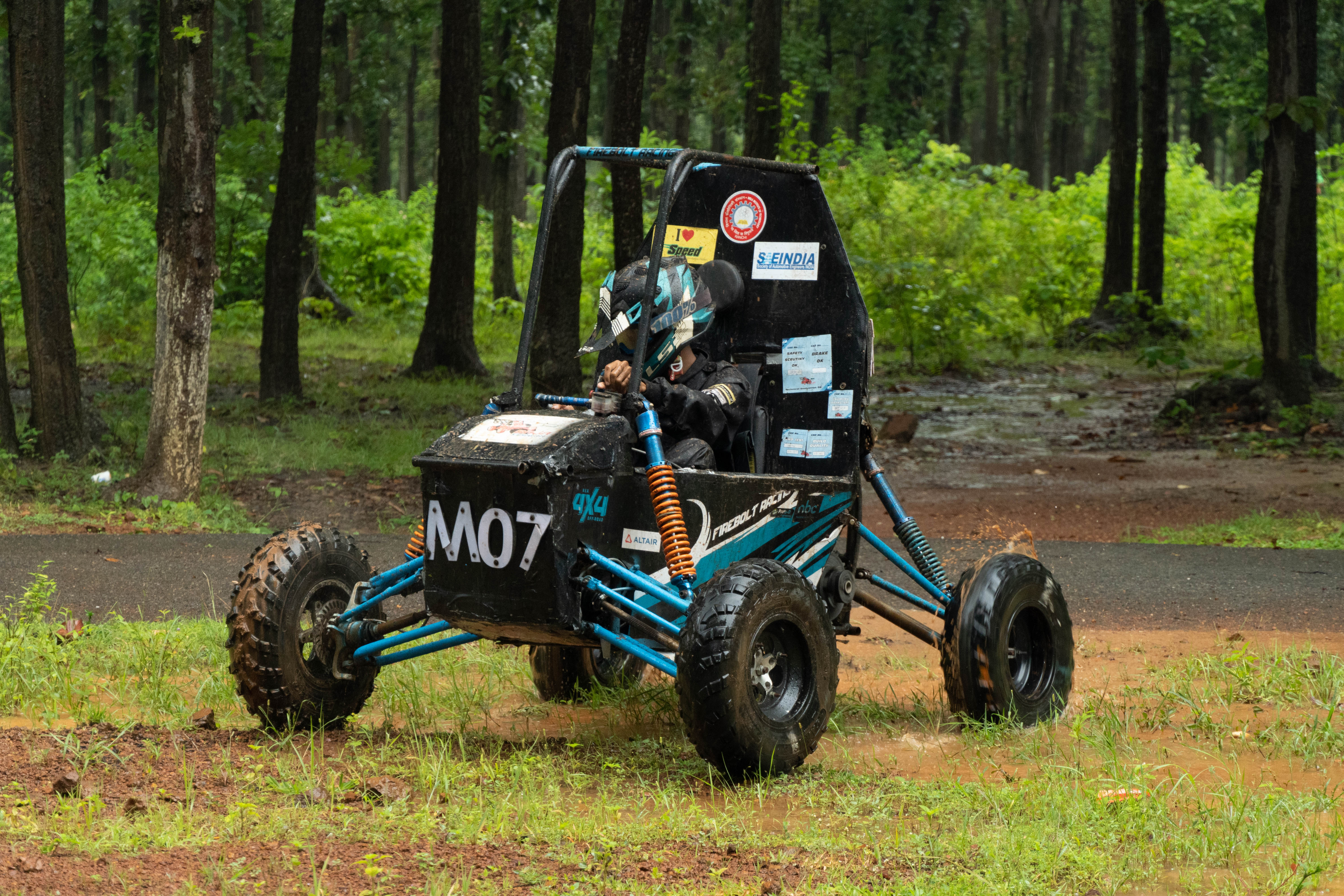 Team Firebolt at the main building of BIT Mesra with their ATV.